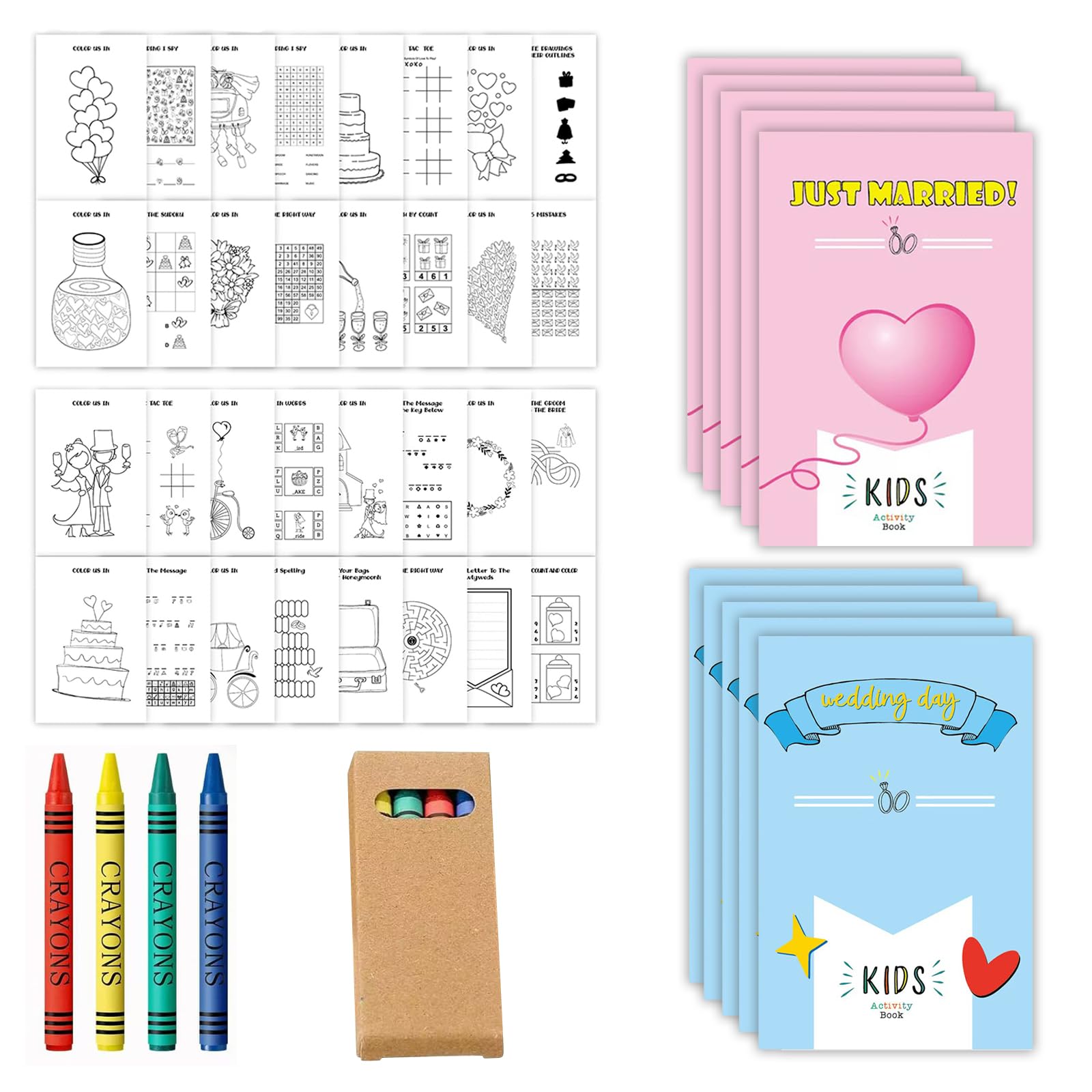 SHAPEPOTY BLibro Para Colorear Para Bodas, Set Van 10 Kleurboeken, Bruiloft Voor Kinderen, Kinderkleurboek, Bruiloft Met Kleurpotloden, Bezigheid Voor Kinderen, Bruiloft, Gastgeschenken