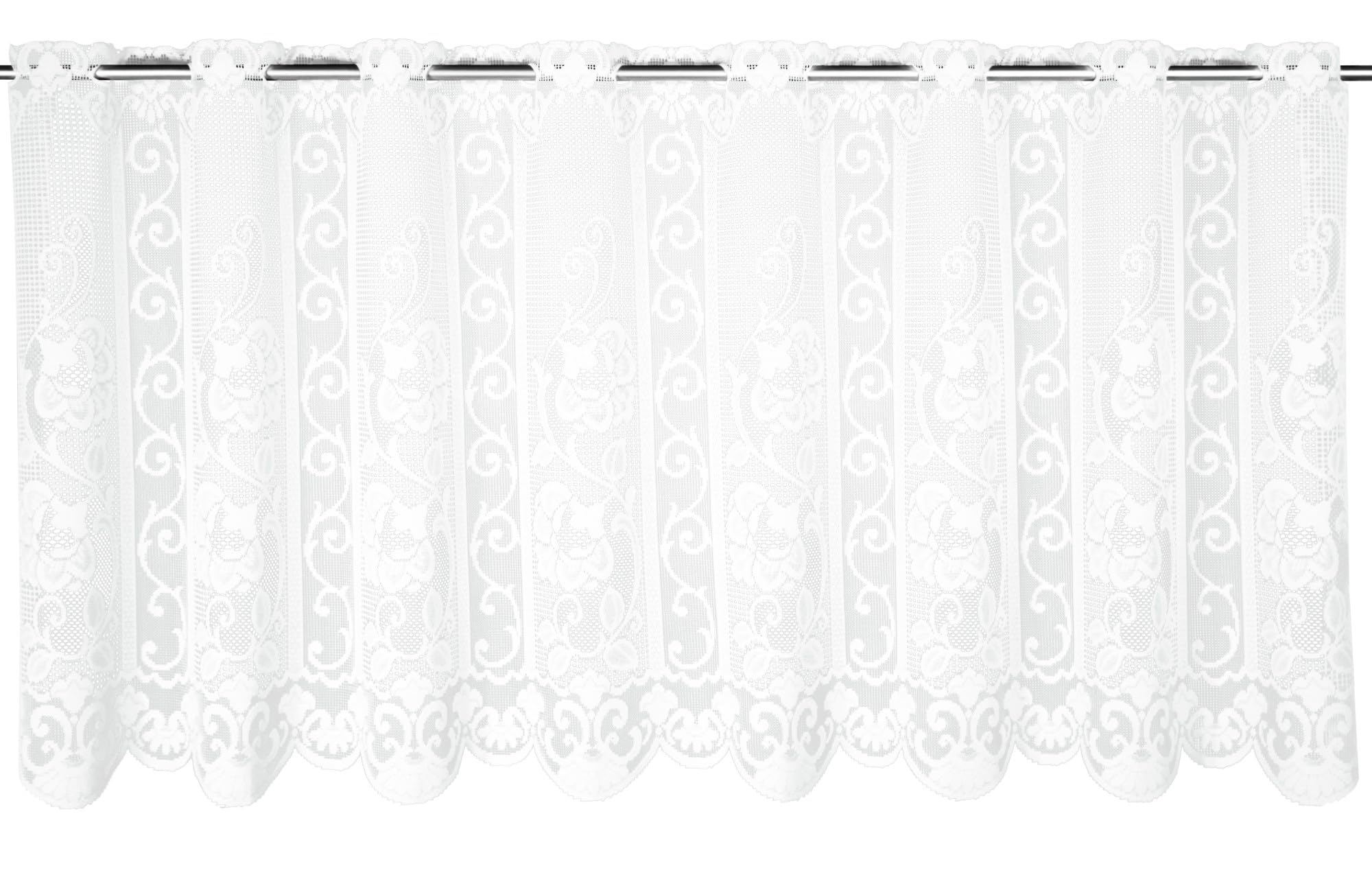 Gardinia Bistro Curtain Jacquard Tendrils White 155 x 60 cm