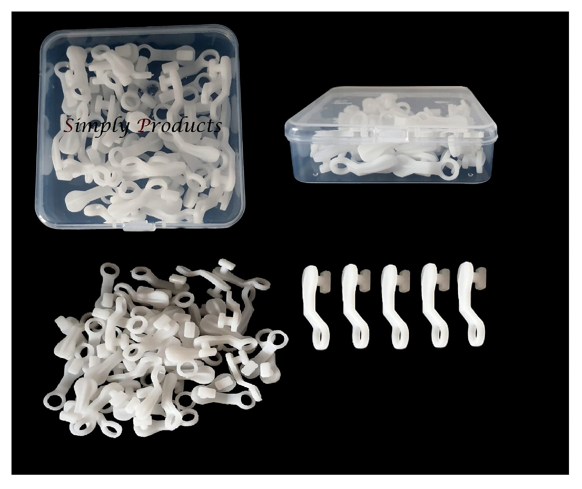 Simply Products 50Pc White Curtain Track Glider Hooks 50Pc Curtain Track Glider Hooks Plastic White, Rail Hooks, Curtains For Window Curtain, Door And Shower (50Pc White Hooks), (Sd9594)