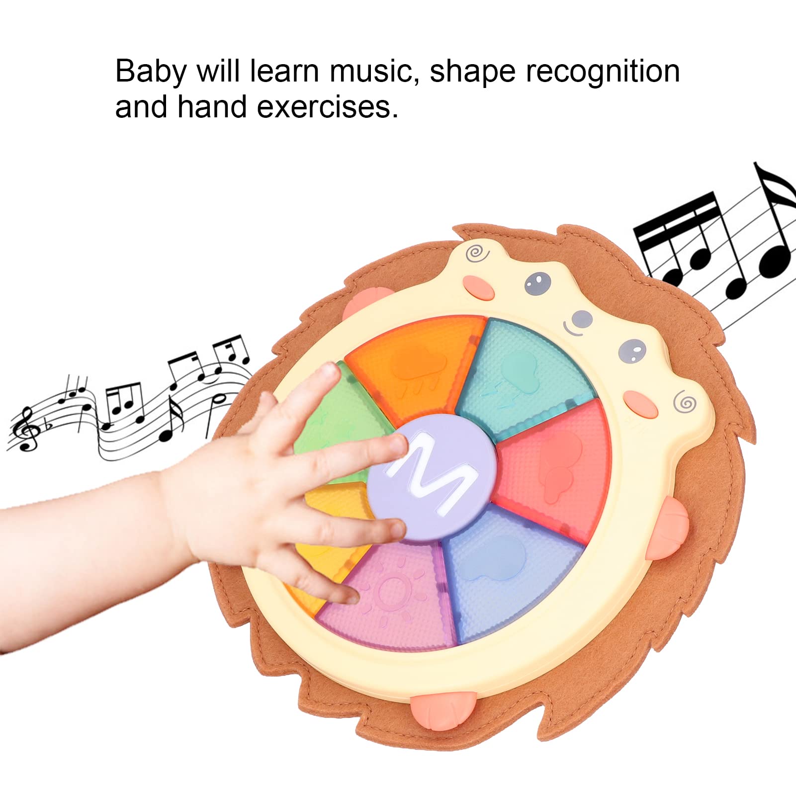 Tambor de Música para bebé Preciso, Juguete Musical Interactivo de Percusión para Educación Temprana para Niños y Niñas, Tambor de Mano de Erizo ABS