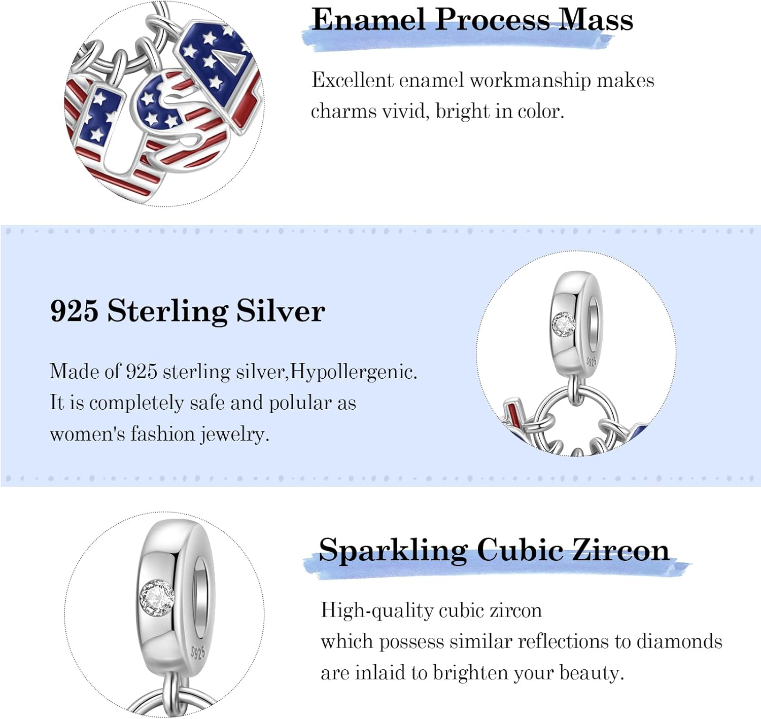 JIAYIQI 925 Sterling Silver Charms for Bracelets and Necklaces Mermaid Coffee USA Flag Christian Devil's Eye Charms Beads Jewelry for Women - Image 6