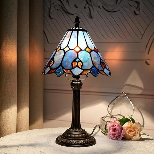 Miniatura 5 de Tiffany - Lámpara de mesita de noche, lámpara de vitral para dormitorio, sala de estar, cocina, regalo estético lindo para decoración del hogar