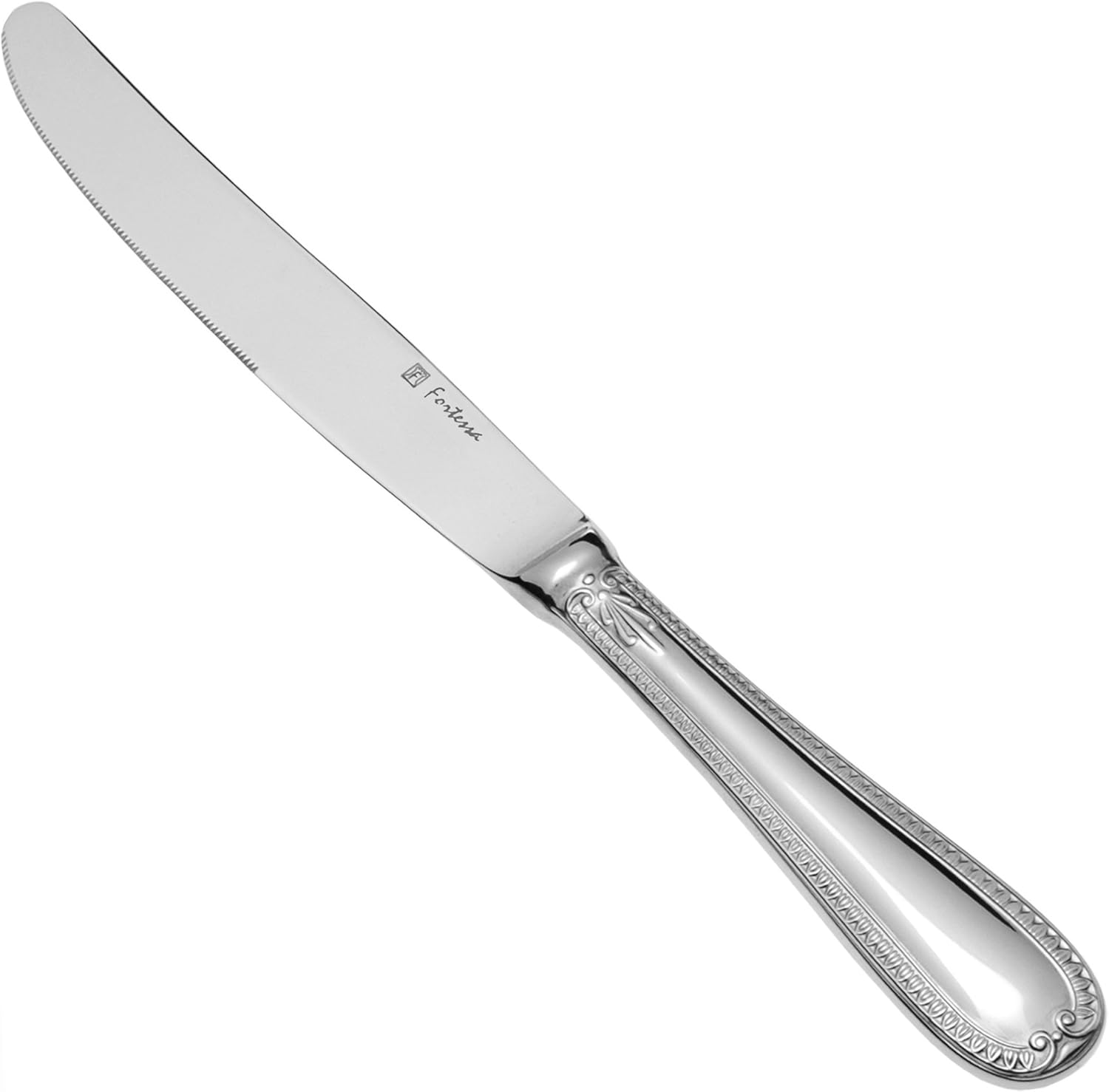 Fortessa Savoy 18/10 Stainless Steel Flatware Solid Handle Dessert Knife, Set of 12