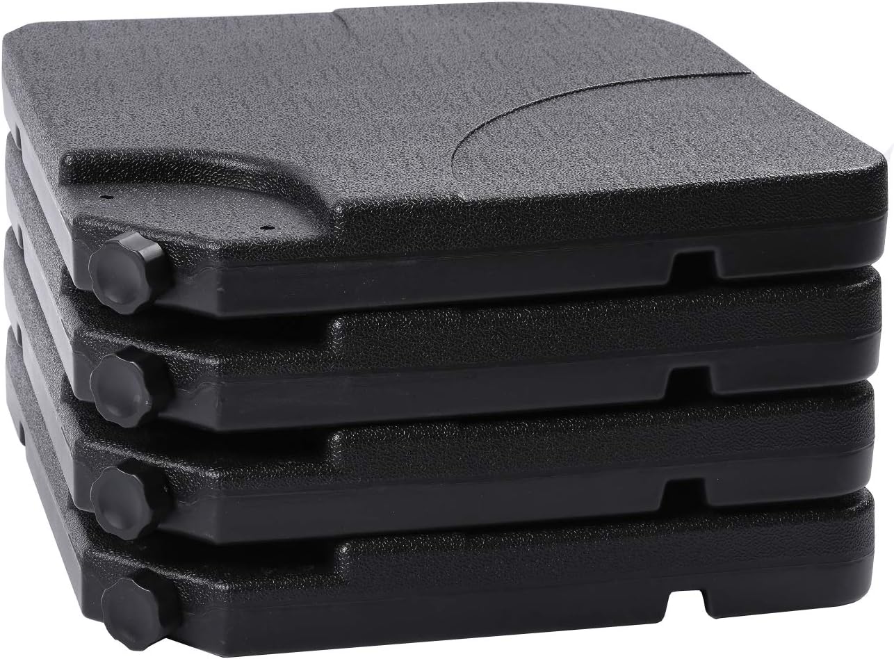 Sunnyglade 4PCS 176LB Square Shaped Water Or Sand Filled Umbrella Base Cantilever Offset Patio Market Umbrella Base Stand with U Locking (Black)