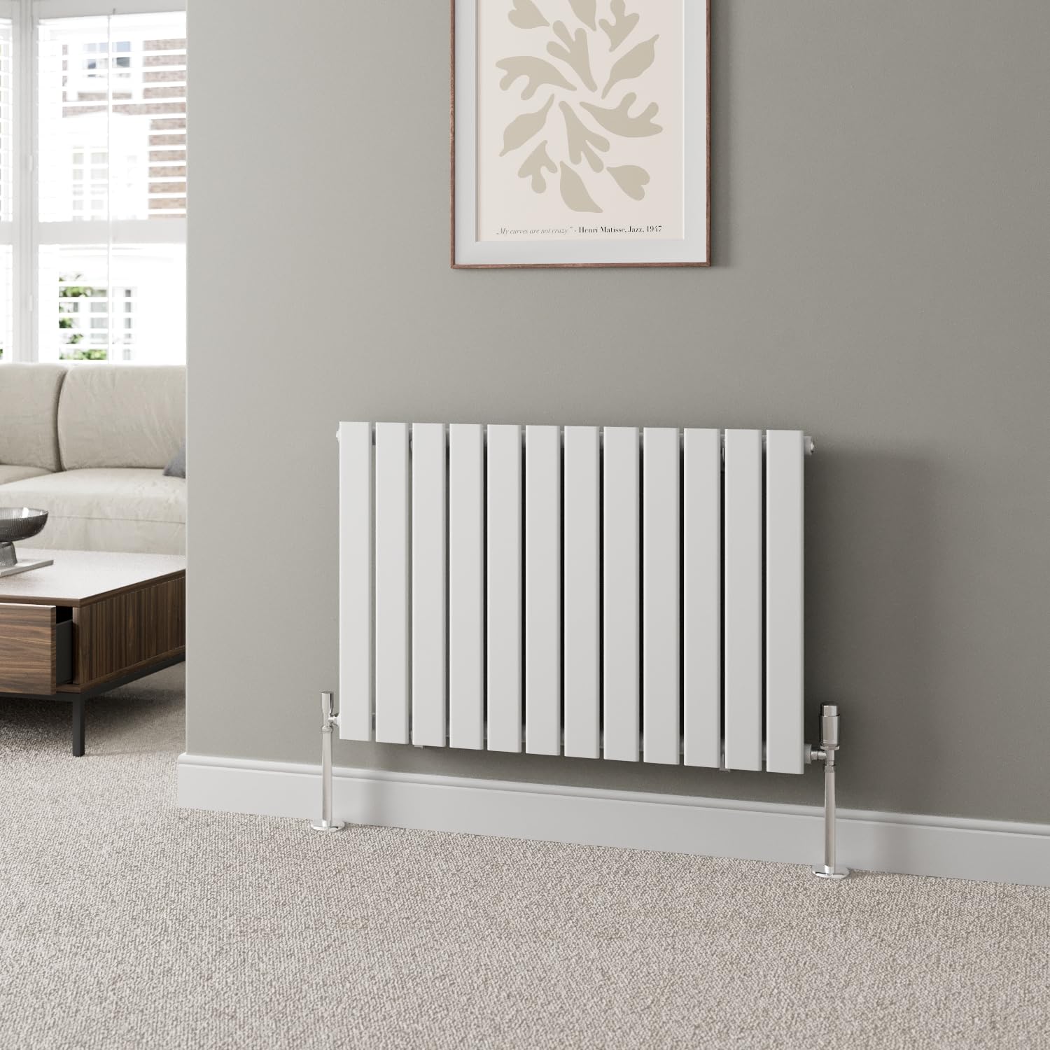 DuraTherm® 600 x 908mm White Horizontal Designer Radiator Single Column Flat Panel Modern Central Heating Panels Bathroom Radiators