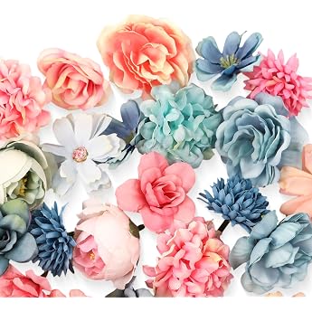Pack of 40 artificial flower heads artificial flowers roses rose heads for DIY decoration Verschiedene Bl tenSofort bastelbereitF r Hochzeit Kr nze & Gestecke PartyKreative GeschenkideenIndividuell kombinierbar