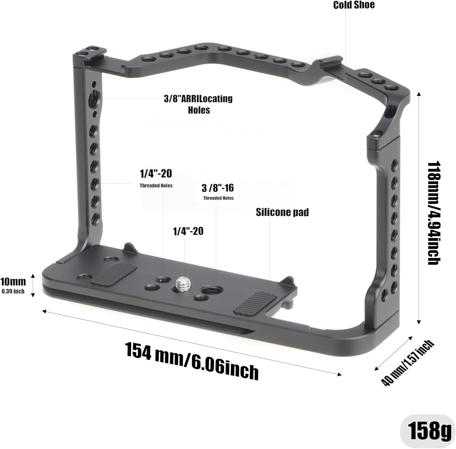 EOS 90D 80D 70D Cage, Hersmay Aluminium Camera Cage for Canon EOS 90D/ 80D/ 70D Mirrorless Cameras with Cold Shoe,Handle Locating Holes,Multiple 1/4" 3/8" Screw Holes