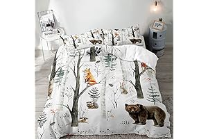 VIVIHOME 2PCS Cartoon Woodland Forest Animal Nature Comforter