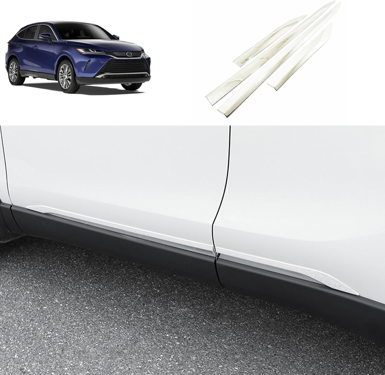 Body Side Trims Compatible with Toyota Venza 2023 2022 2021 Body Side Door Molding Cover Trims Exterior Car Accessories ABS 4PCS (Glossy Chrome Style)