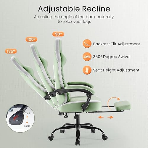 Miniatura 6 de DUMOS Silla Gamer con apoyabrazos articulados, sillas de videojuegos con colchón de muelles de bolsillo, silla de oficina ergonómica para