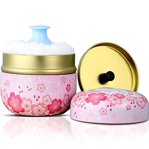 Vista 8 de Estuche de polvo corporal con recipiente de polvo para polvo, recipiente de té para bebé y adulto, caja de té en polvo de talco (mar azul)