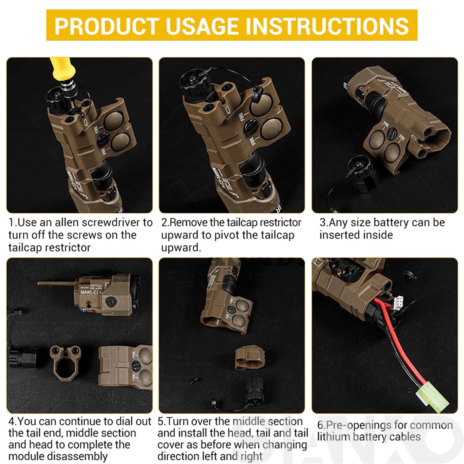 Tactical MAWL-C1 - Caja de batería modular, soporte de batería ligero, compartimento de batería enchufable, equipo de disparo de caza de Airsoft (negro)