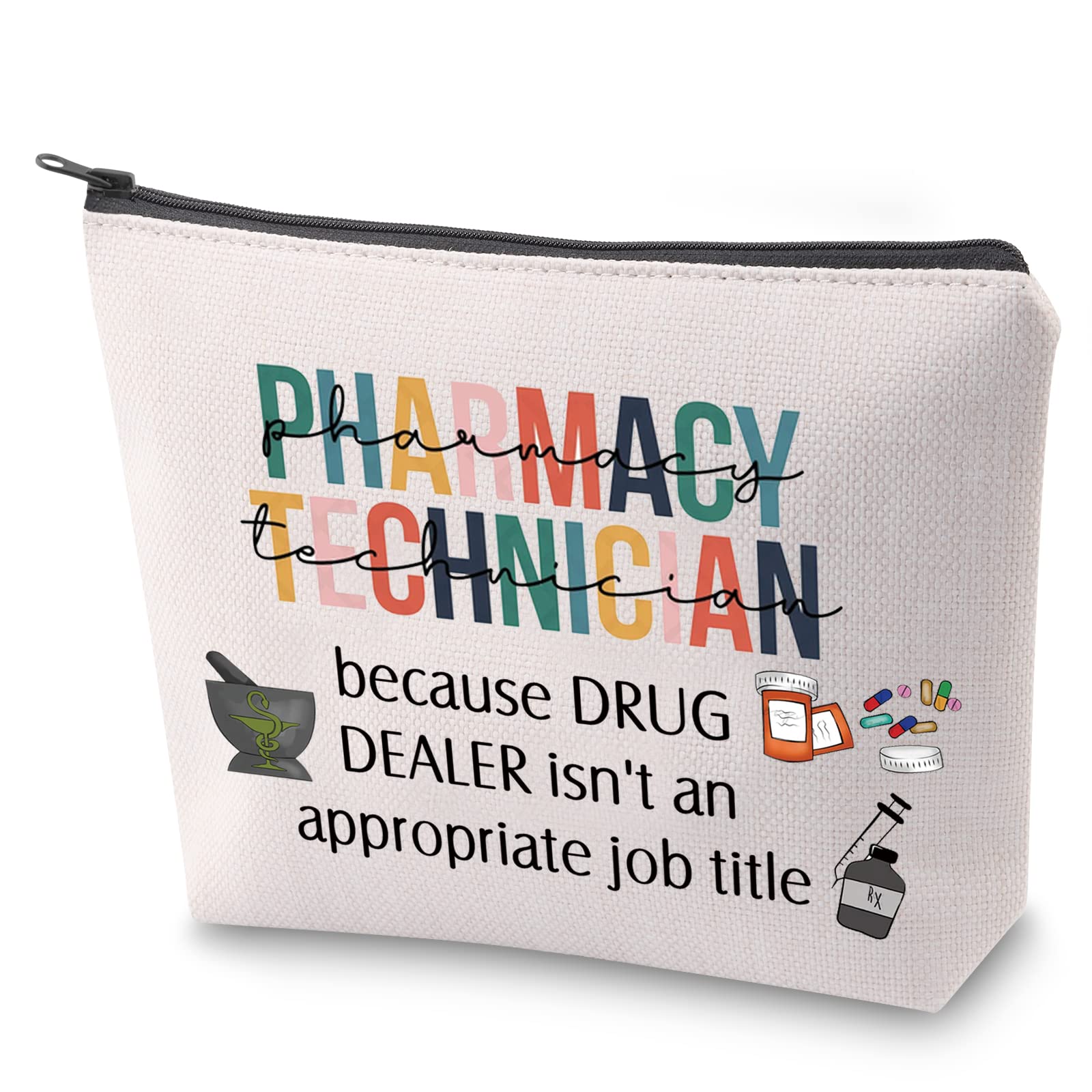ZJXHPO Pharmacy Tech Survival Kit RX Toiletry Bag Pharmacy Technician Makeup Bag With Zipper Pharmacy Tech Appreciation Gift (Pharmacy Technician)