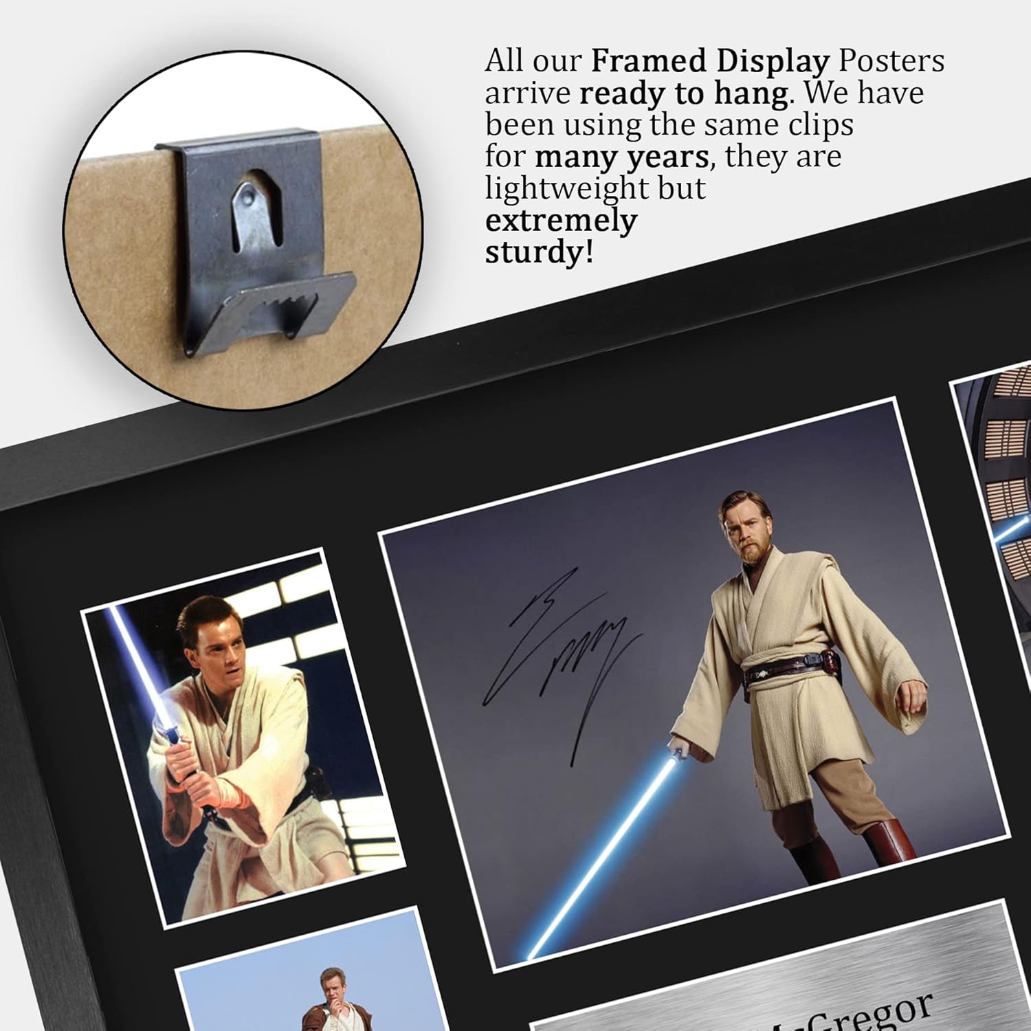 HWC Trading Ewan McGregor Obi-Wan Kenobi Star Wars 16 x 12 inch (A3) Printed Gifts Signed Autograph Presentation Photo Montage Display for TV Show Fans - 16" x 12" Framed