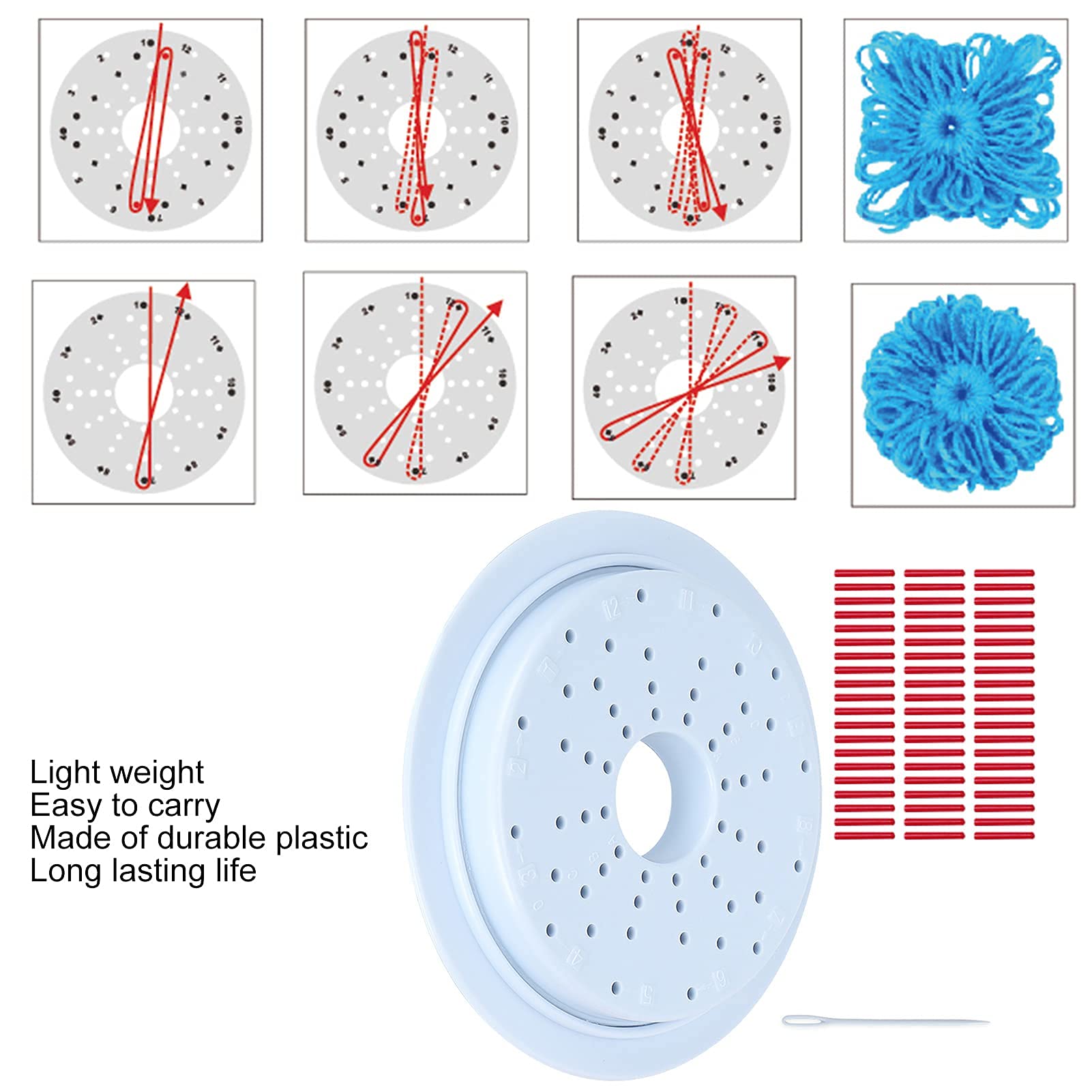 Agatige DIY Round Knitting, Flower Knitting Loom Plastic Flower Loom Weaving Tool for Knitting Bags Scarf Shawl DIY Wool Crafts