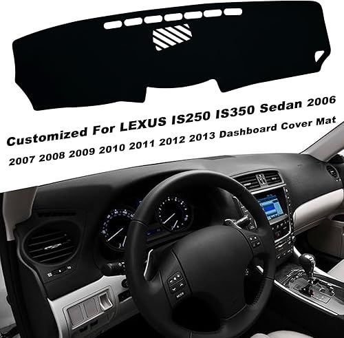 Miniatura 9 de Funda para salpicadero interior compatible con Lexus IS250 IS350 Sedan 2006-2013, protector de alfombra (borde rojo)