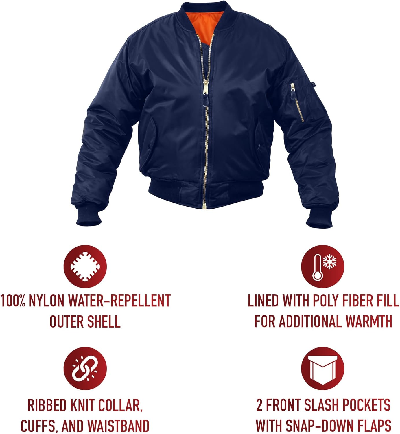 Rothco Kids MA-1 Flight Jacket – Warm & Comfortable Outdoor Bomber Aviator Pilot Coat - Image 5