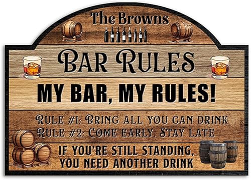 Miniatura 1 de THUYPT - Letrero de madera con reglas de barra para el hogar, bar, sótano, decoración de bar para colgar en la pared, letrero de madera impreso