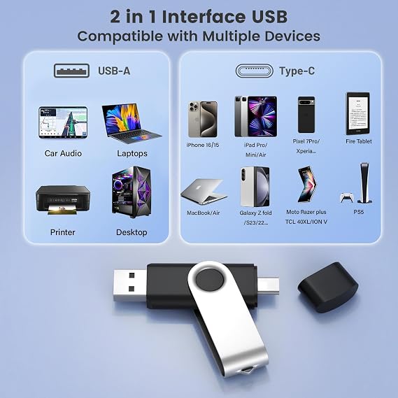 8GB USB C Flash Drive 10 Pack, ABLAZE OTG USB 2.0+Type C Memory Stick
