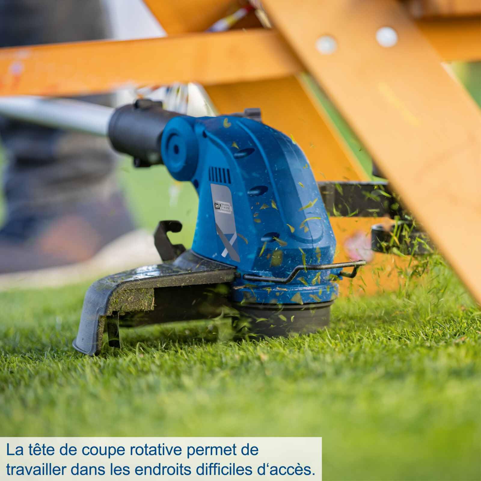 Scheppach Coupe-Bordures sans Fil C-LT300-X 20V | Batterie 2Ah et Chargeur | Largeur de Coupe 300mm | Longueur de Fil 3m | Réglage en Hauteur jusqu'à 270mm | Série 20V-IXES | + 2 bobines de Fil