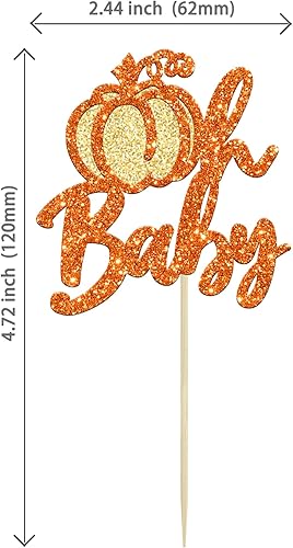Miniatura 155 de Ephlyn 24 piezas de calabaza Oh Baby Cupcake Toppers con purpurina temática de otoño de calabaza Cupcake Picks Baby Shower Cake Decoraciones