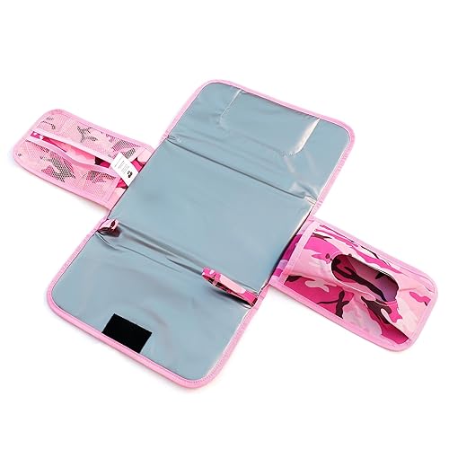 Miniatura 9 de Pink Baby Camo - Cambiador de pañales portátil, impermeable, compacto, suave, cómodo, tela Oxford, fácil de limpiar, plegable, ligera, múltiples