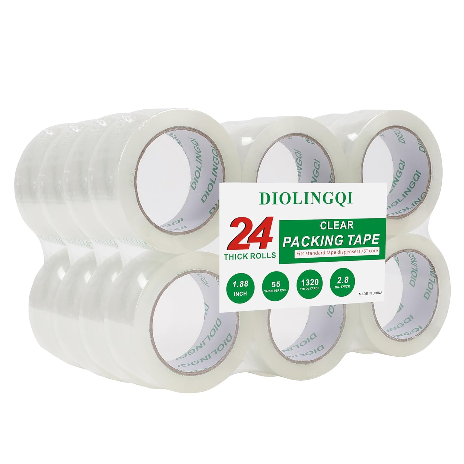 36 Rolls 55 Yards Roll, Total 1980 Yards Clear Heavy Duty Packing Tape for Shipping Packaging Moving Sealing, 2.8 mil Thick, 1.88 inches Wide