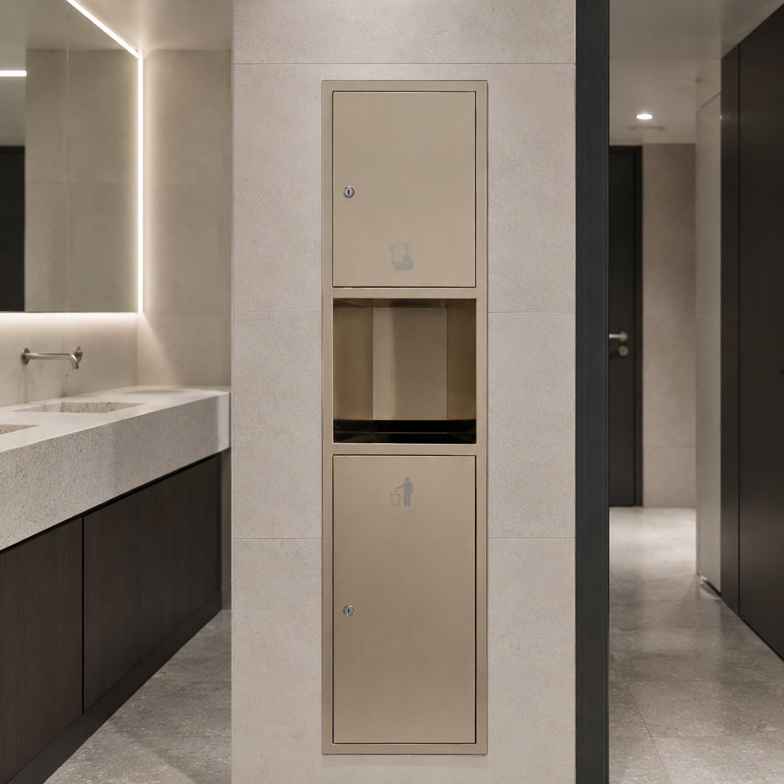 Recessed Toilet Roll Holder | Niche Trash Can | Ttrash Can Niche Bathroom