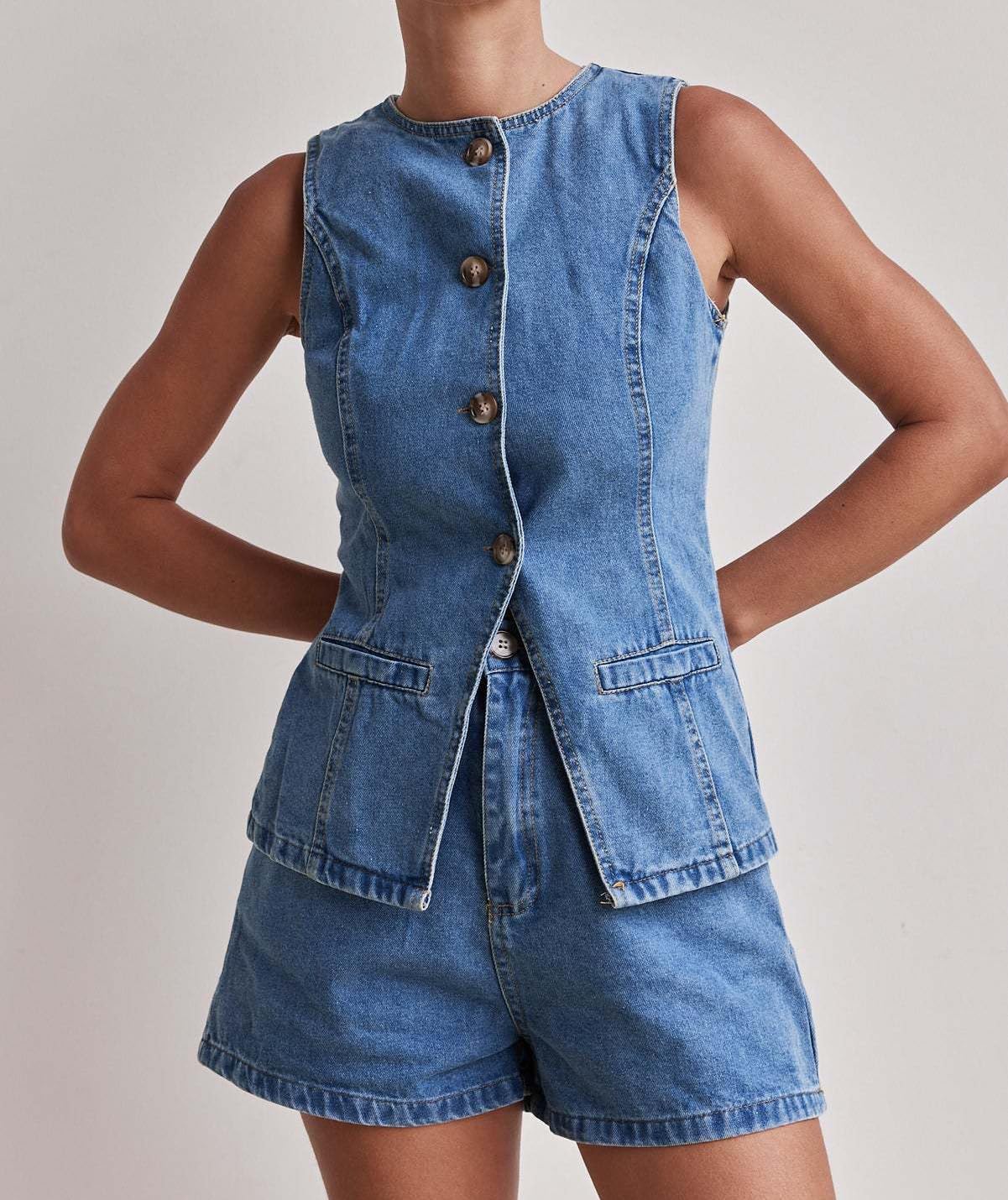 Gilet Jeans Donna,Gilet In Denim Senza Maniche Da Donna Scollo Rotondo Abbottonato Giacche In Jeans Aderenti Gilet In Denim Da Donna Vintage Casual Streetwear Giacca In Denim Nera Gilet Azzurro Chia