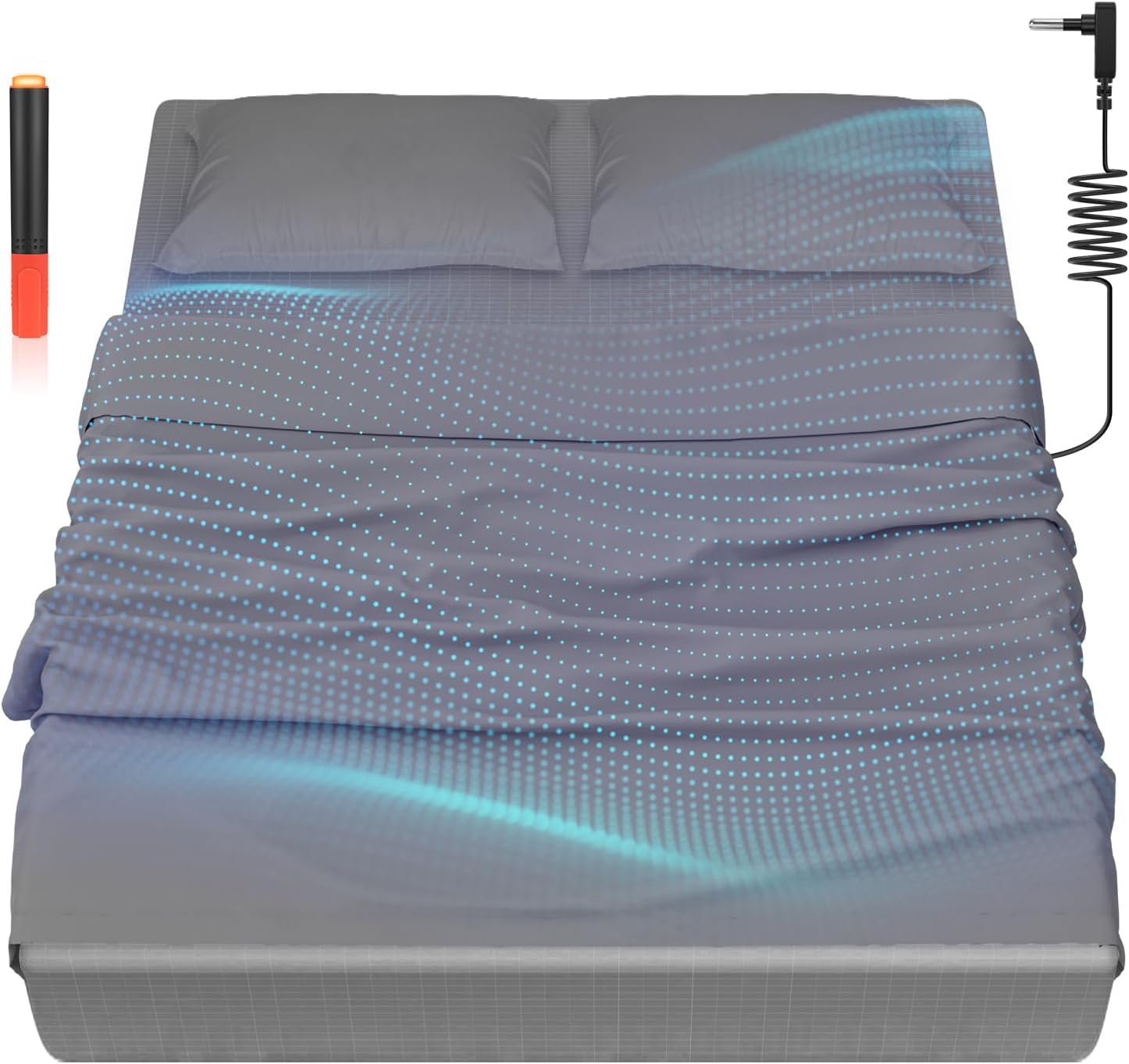 Grounding Bedding Sheet Set, Bed Sheets and Pillowcase Set, 90% Organic Cotton+10% Pure Silver Organic Fitted Grounded Sheet for Improved Sleep, Pain Relief (Gray, King XL(78*80*15.1inch))