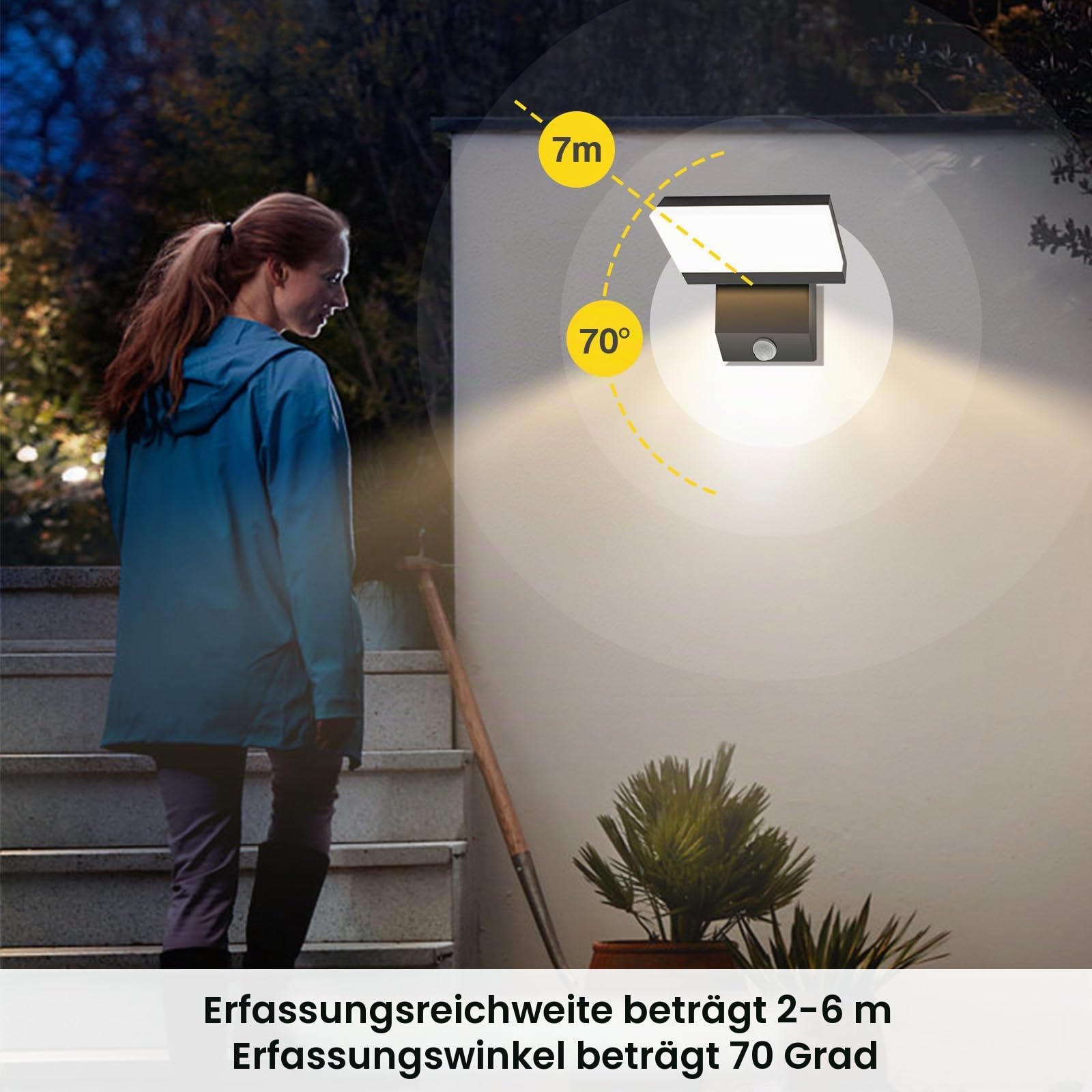 2 Stück 36W LED Wandleuchte Aussen/Innen Modern Schwenkbar Wandlampe | mit Bewegungssensor warmweiß 3000K wasserdicht IP65 Außenwandleuchte LED Panel Außenlampe für Terrasse Eingang Garten Balkone