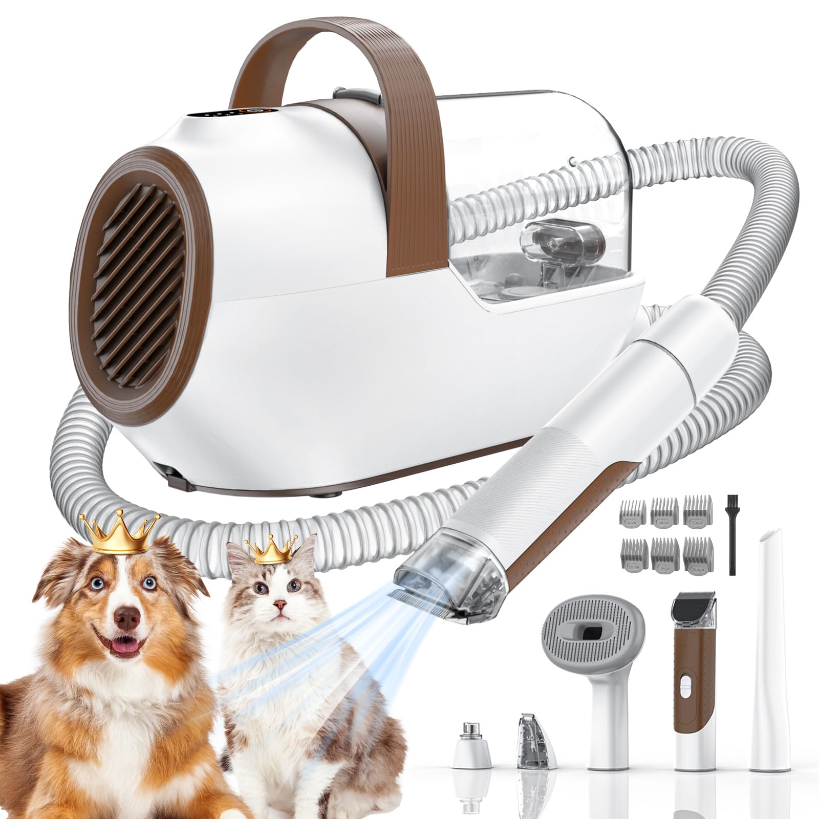 Photo 1 of Dog Grooming Vacuum, Dog Grooming Kit with Pet Clipper Nail Grinder, 3 Suction Modes Dog Brush Vacuum with 6 Pet Grooming Tools?Rust?