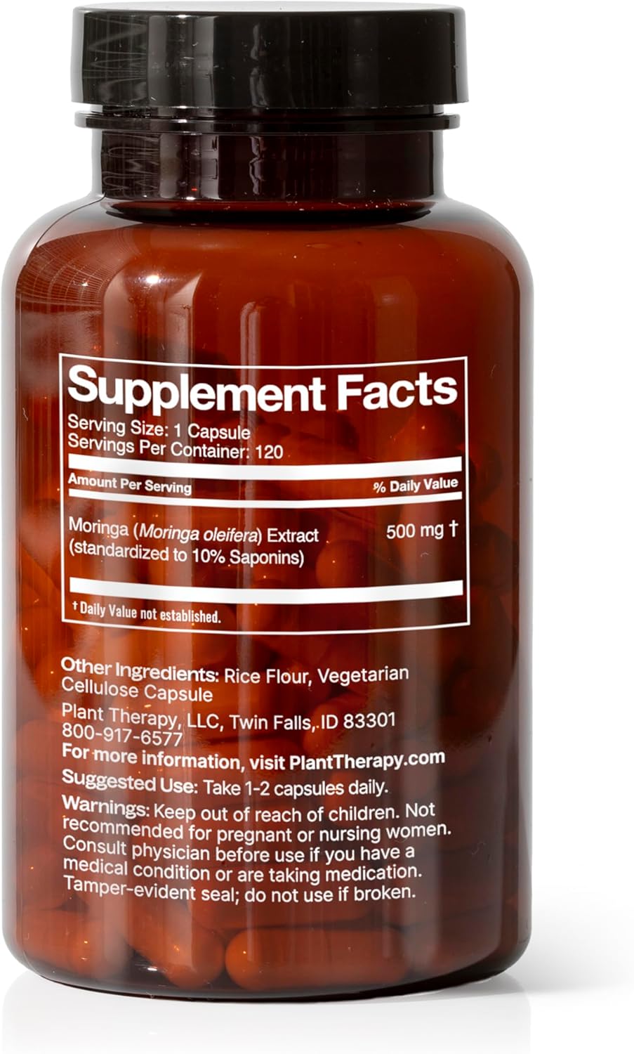 Plant Therapy Moringa Herbal Supplement Capsules, Supports Whole-Body Wellness, Energizing & Immune-Supporting, Naturally Nutritious, 120 Vegetarian Capsules (4 Month Supply), Made in The USA