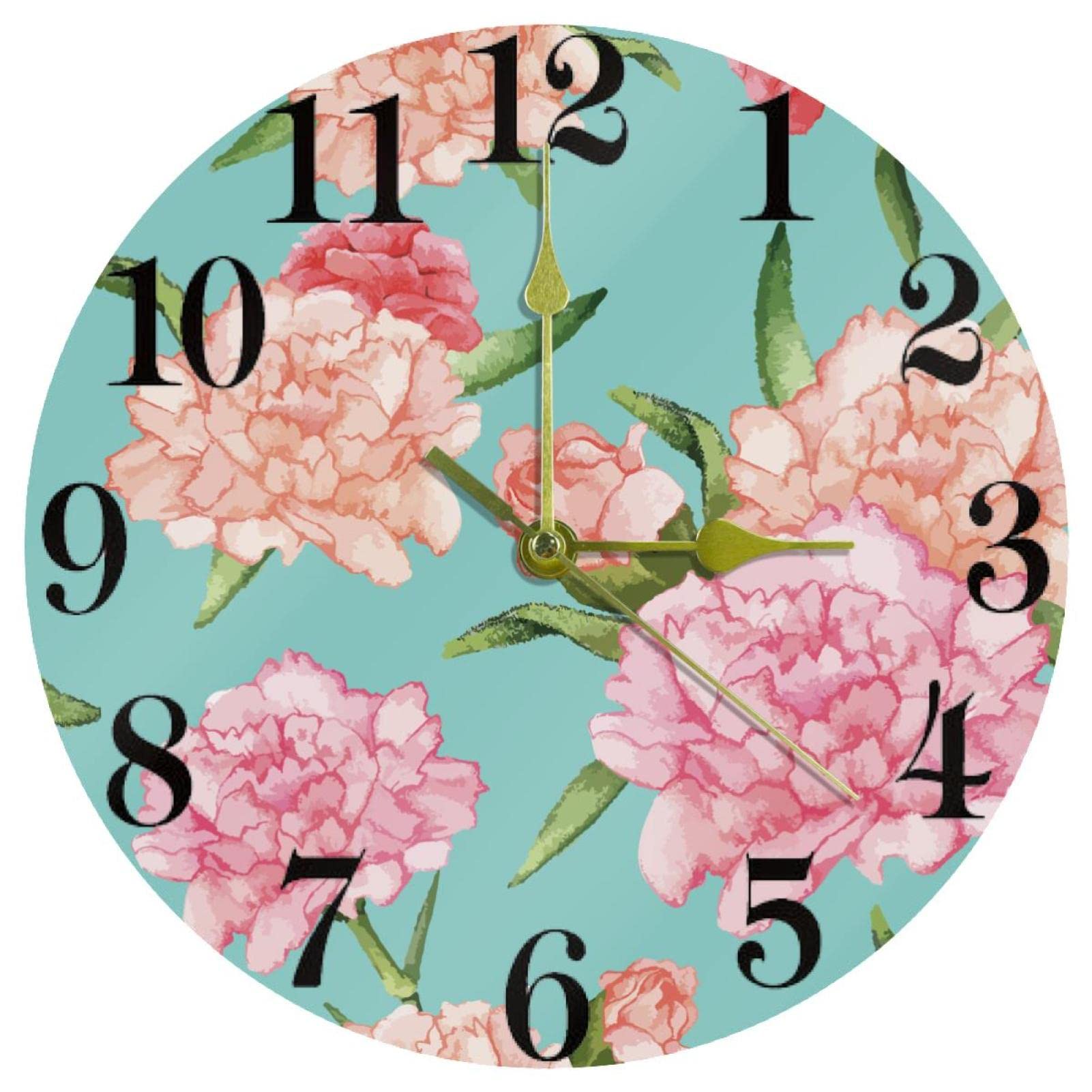 Horloge murale à quartz silencieuse de 25,4 cm à piles pour salon et bureau