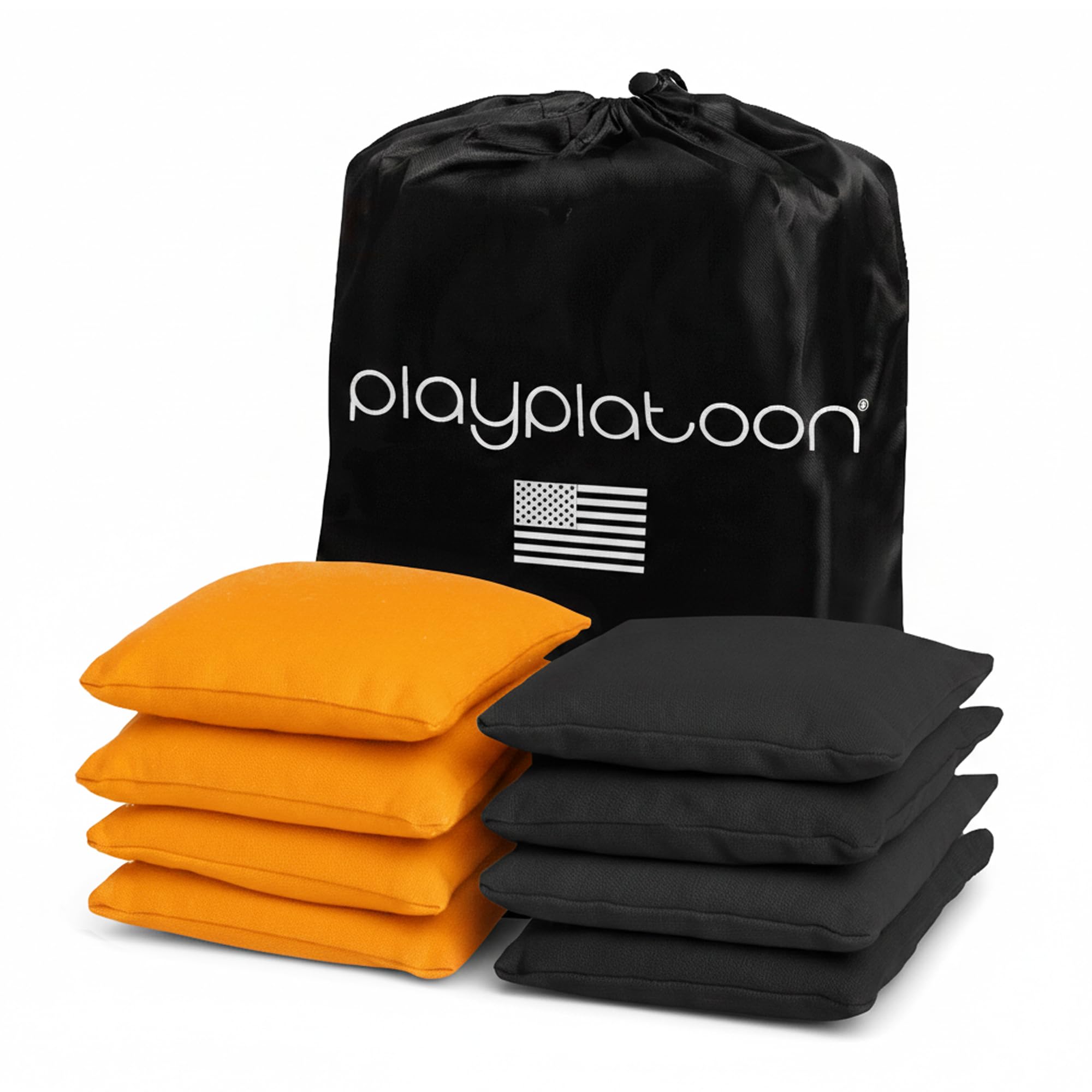 Play Platoon Weather Resistant Cornhole Bags - Set of 8 Regulation Size - Orange & Black - Durable Duck Cloth for Tossing Game, Includes Tote Bag — image 1