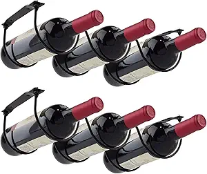 MOCOUM 2 Pack Under Counter Wine Racks, Wine Bottle Holder for 6 Liquor Bottles