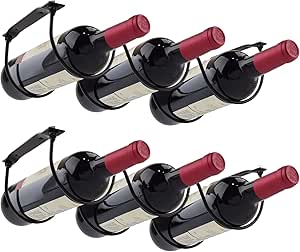 MOCOUM 2 Pack Under Counter Wine Racks, Wine Bottle Holder for 6 Liquor Bottles
