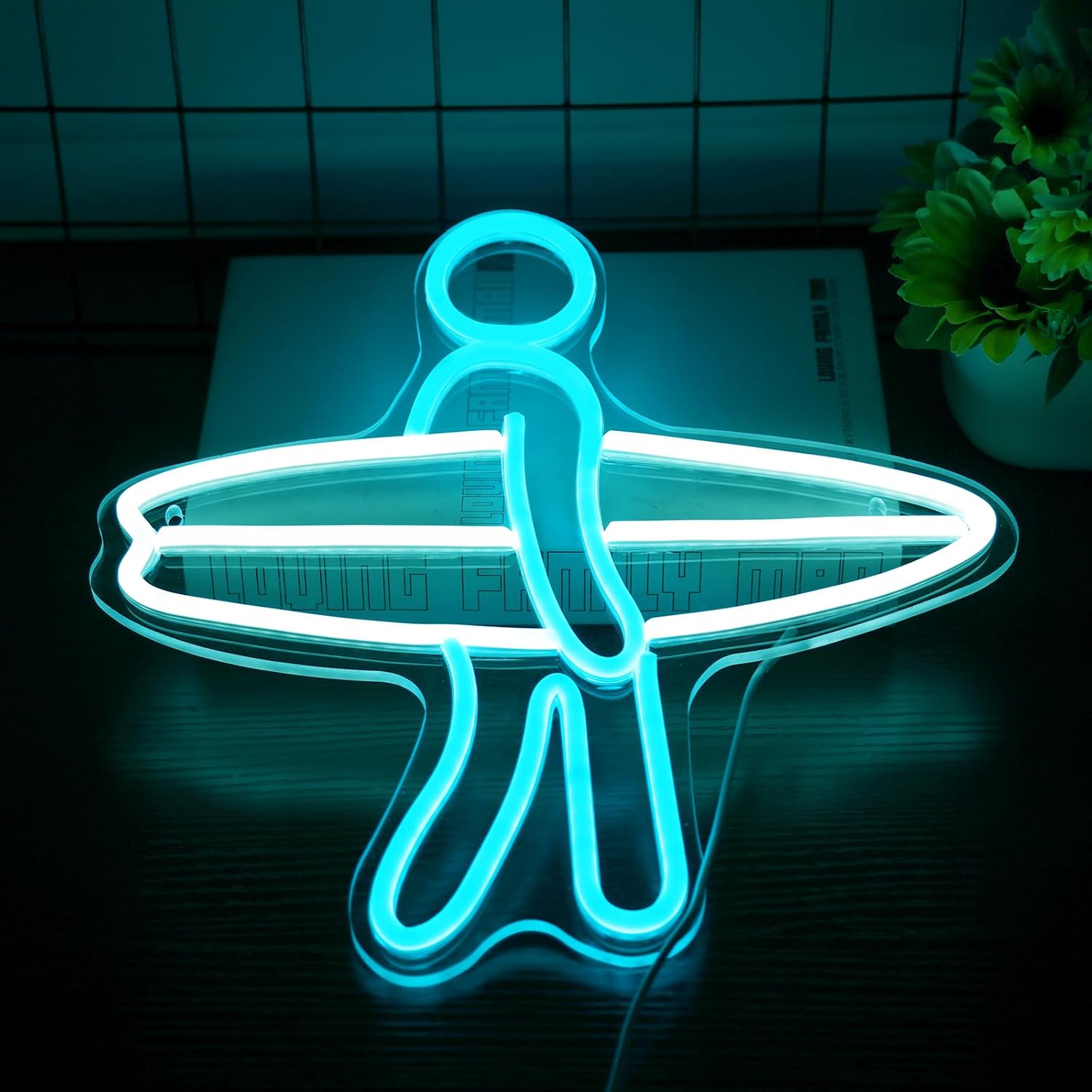 Surfer Neon Sign for Home Décor, Surfboard Neon Light for Wall Decor, Surfing Led Sign, Gym Room Bedroom Decoration, Sports Neon Signs, Men Women Boys Birthday Christmas Gifts Size 16''