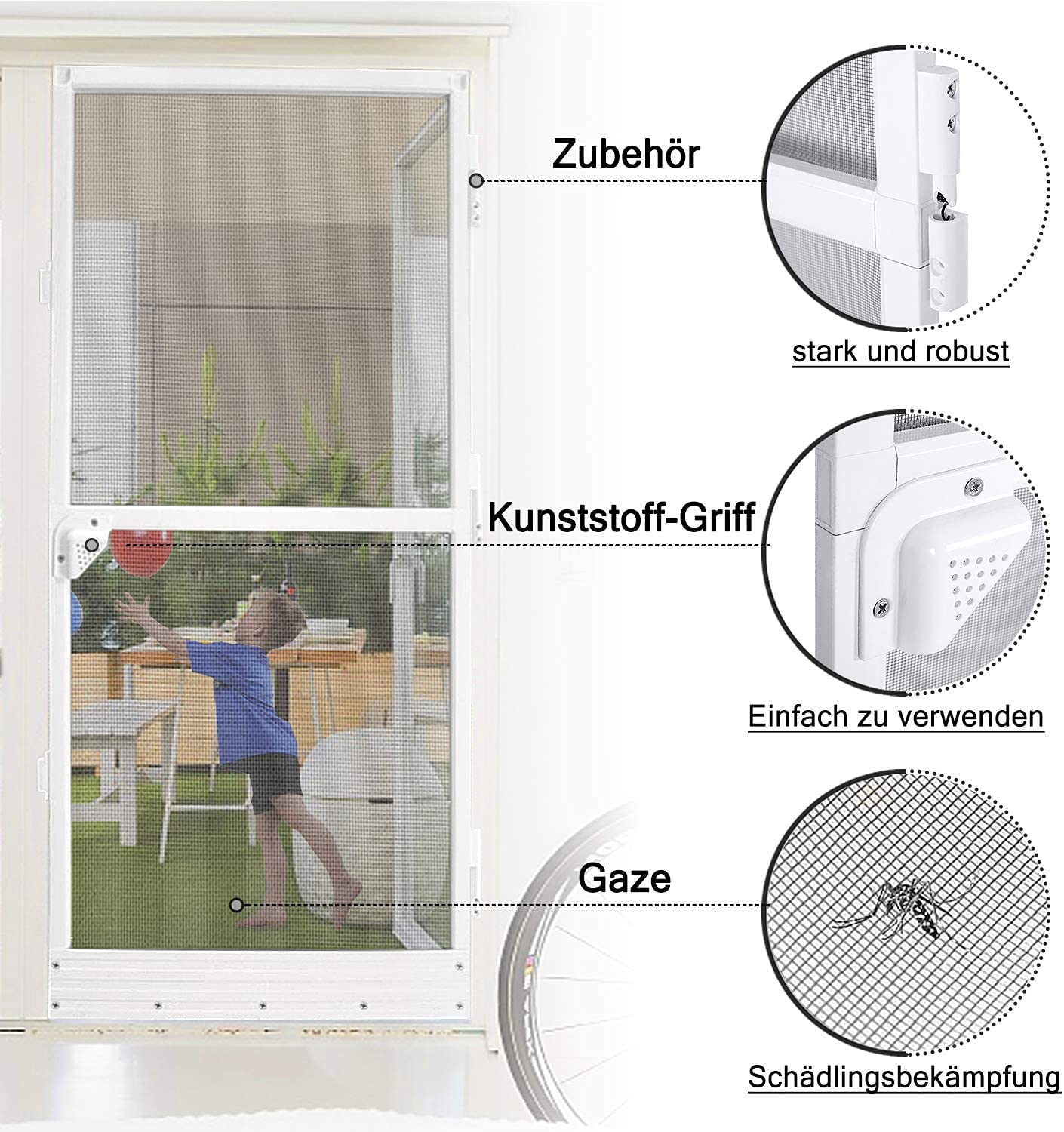 NAIZY Insektenschutz Fliegengittertür Alu Fliegengitter Mückenschutz Tür bis max. 120 x 240 cm, Weiß