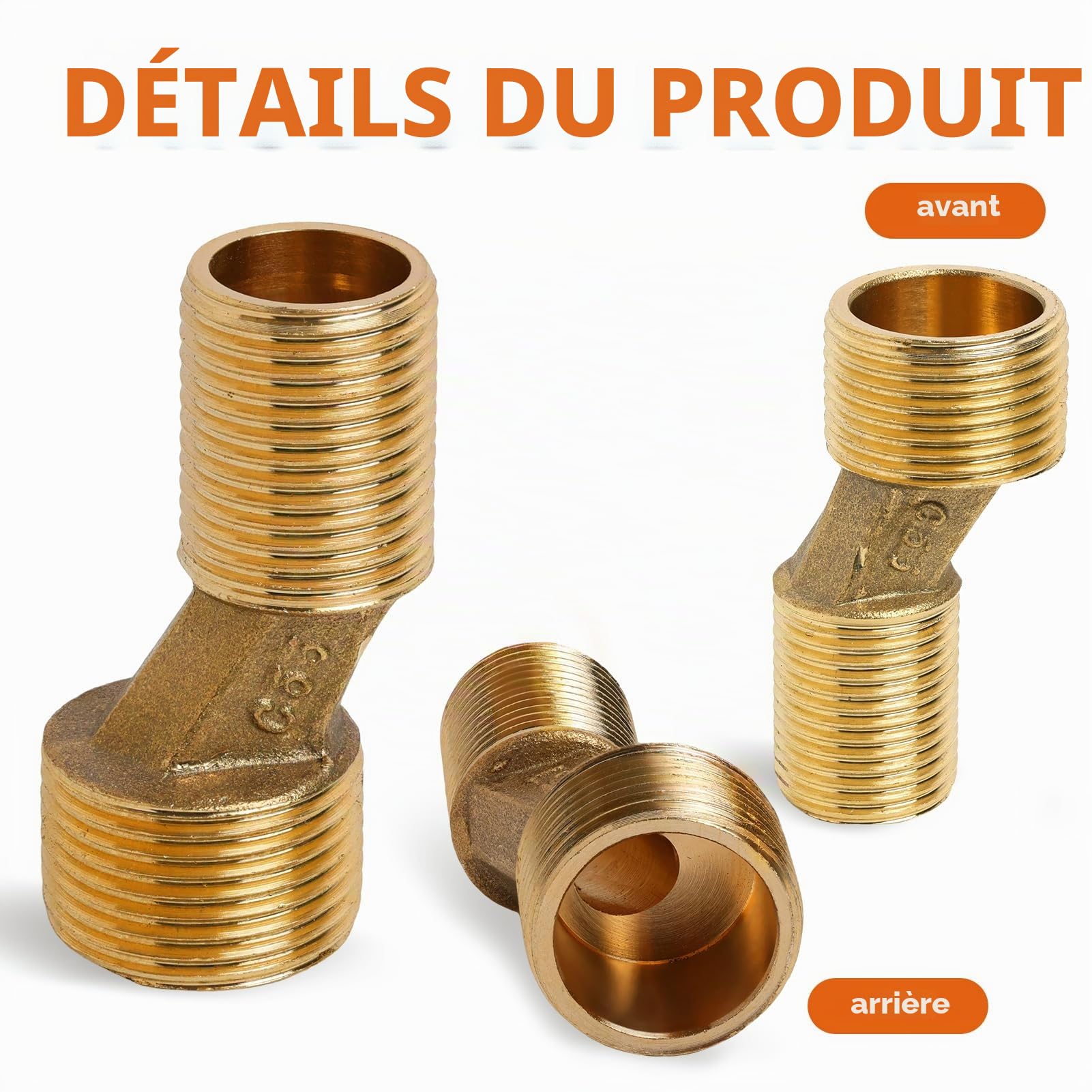 Lot de 2 Raccords en S pour Robinets Muraux, Compatible avec Connexions 3/4" et 1/2", Décalage de 12,5 mm, Idéal pour Installations de Cuisine et Salle de Bain, en Laiton Durable