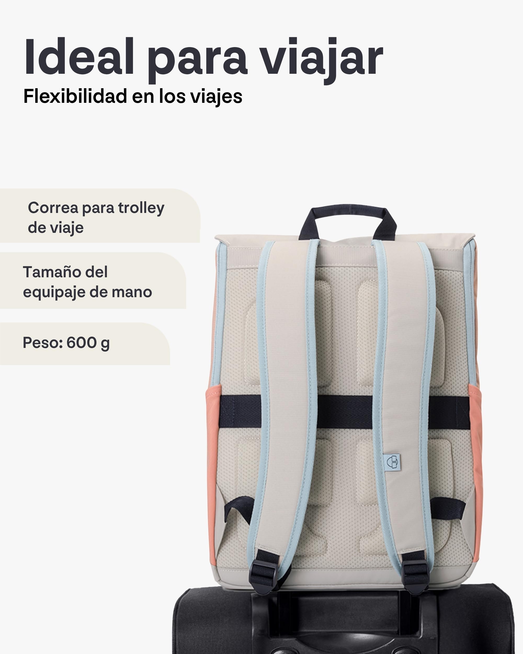 Johnny Urban Mochila Mujer & Hombre Beis Rosa - Mika | Grande Macuto para Viaje, Universidad, Oficina - Mochilas con Compartimento para Portátil - Repelente al Agua