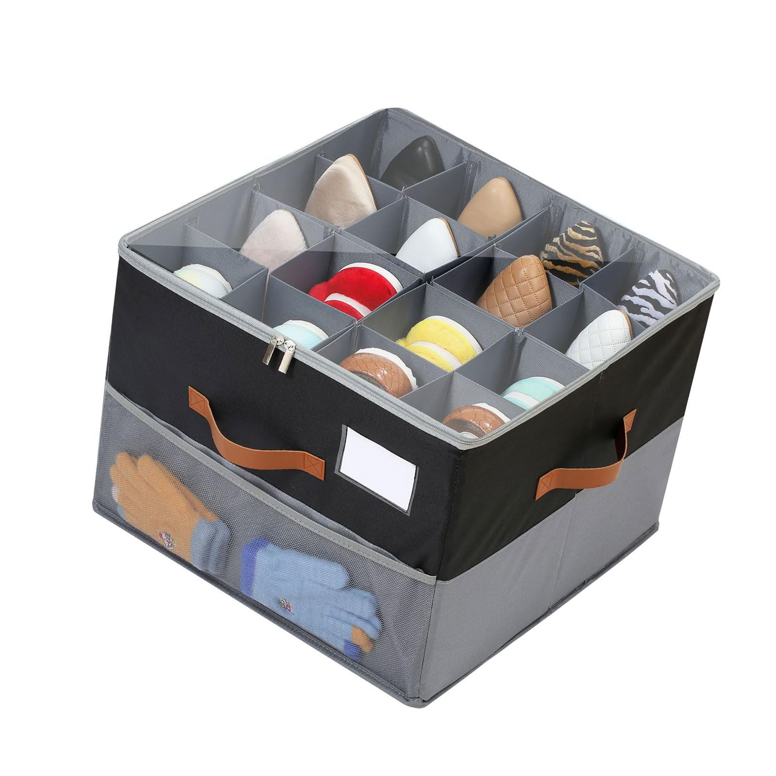Shurhome Fashionable Closet Shoe Storage Solution for 8 16Pairs Equipped with Clear Covers and Reinforced Carry Handles Clear Covers Shoe Bin