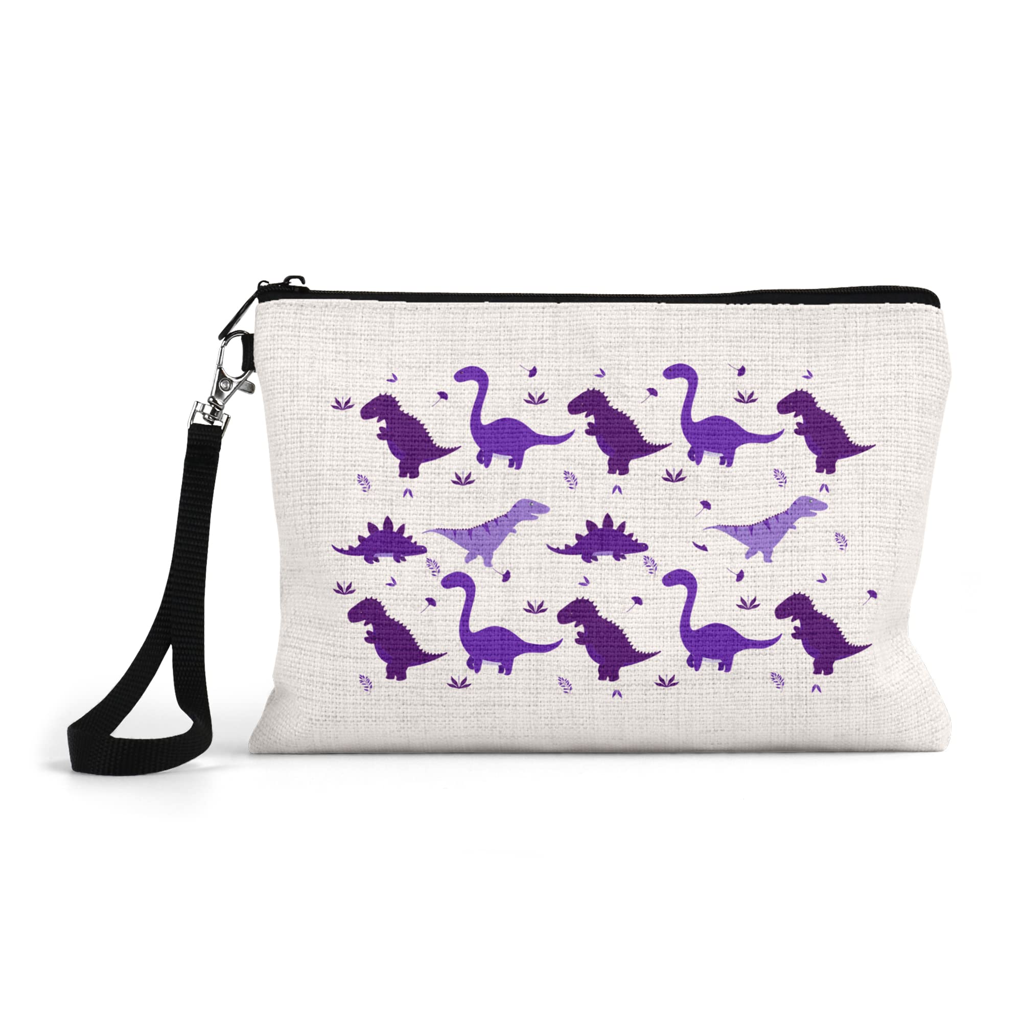 Print Maniacs Personalised Dinosaur Large Pencil Case Canvas Kids Boys Girls Back to School Office Stationary Make Up Organizers Bag (Purple, No Name)