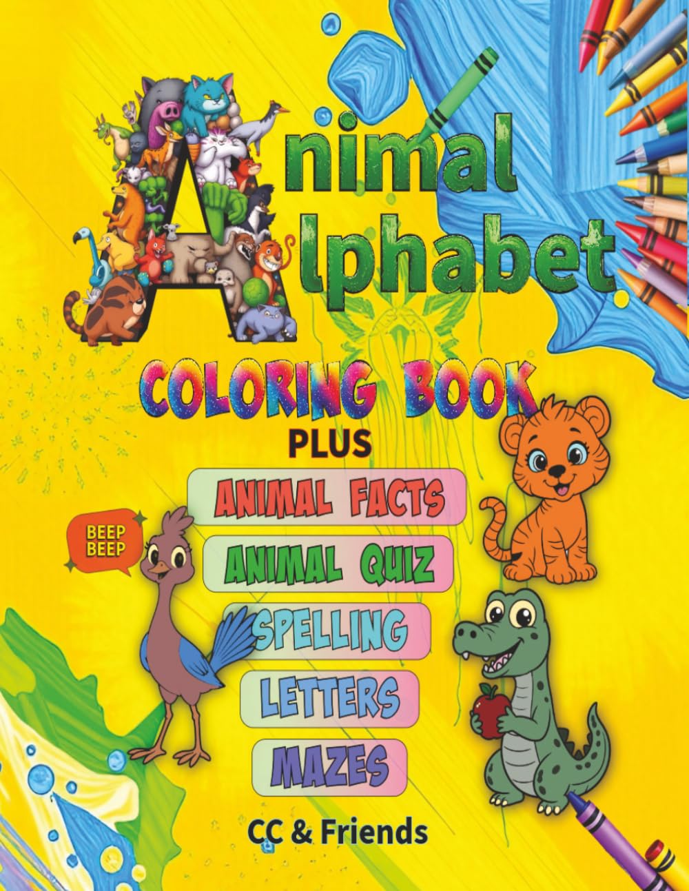 Animal- Alphabet: Coloring & Activity Book for ages 4 and up with animal facts, animal quizzes, spelling, letters of the alphabet and mazes with a coded message at the end.