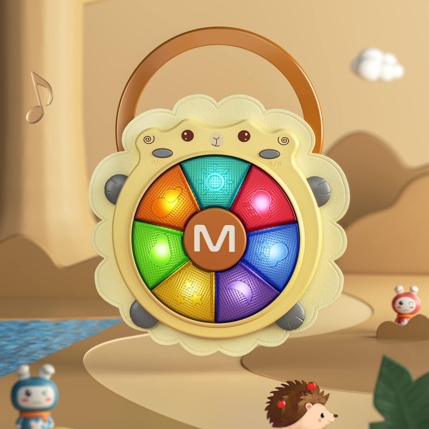 tumama Bébé Tambour Électronique Jouets Musicaux Lumière Sonore Instruments Jeu Activité Sensorielle Jouet D'apprentissage Vacances Noël Cadeaux D'anniversaire Tout-Petit Nouveau-Né 18 Mois + (mouton)