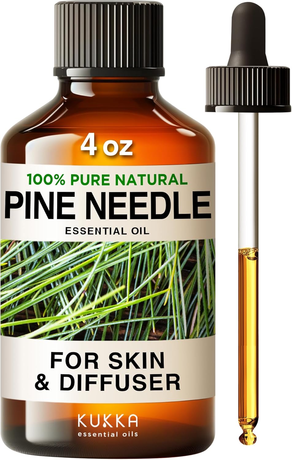 Kukka Pine Needle Essential Oil for Diffuser – 0.34 Fl Oz – 100% Pure Natural, Fresh Pine Scent, for Aromatherapy & Soap Making Scent DIY