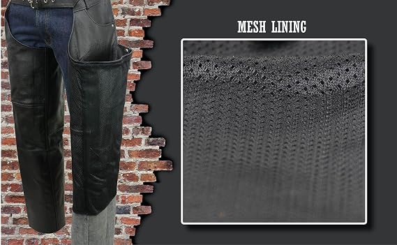 Event Biker Leather Men's Buffalo Split Leather Plain Lined Chaps