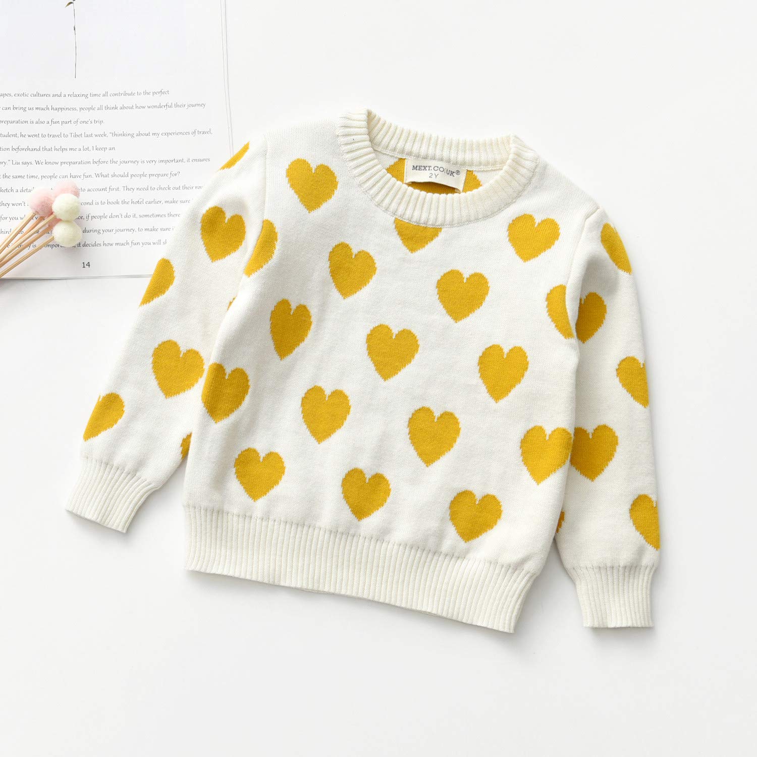 RNTOP Kids Girl Boy Knit Sweater Toddler Heart Long Sleeve Pullover Sweatshirt Tops Warm Warm (White, 18-24 Months)