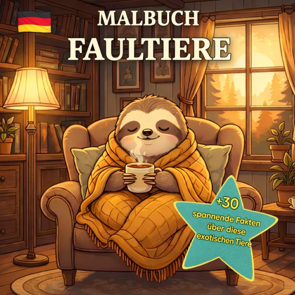 Faultier-Malbuch für Kinder | entspannende und lehrreiche Aktivität ohne Bildschirme | mehr als 30 kuriose Fakten: Dicke und lustige Linien zum ... zur Förderung der Konzentration und Fantasie