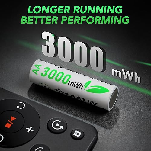 Miniatura 2 de Paquete de 10 pilas AA recargables de alta capacidad, potencia duradera con más de 1000 ciclos de recarga, compatible con carga rápida, ampliamente